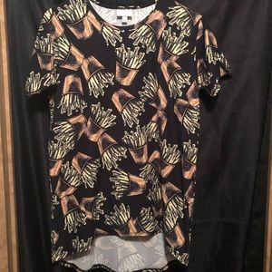 LuLaRoe kids Grace size 14 tunic shirt. Black with French fry design.